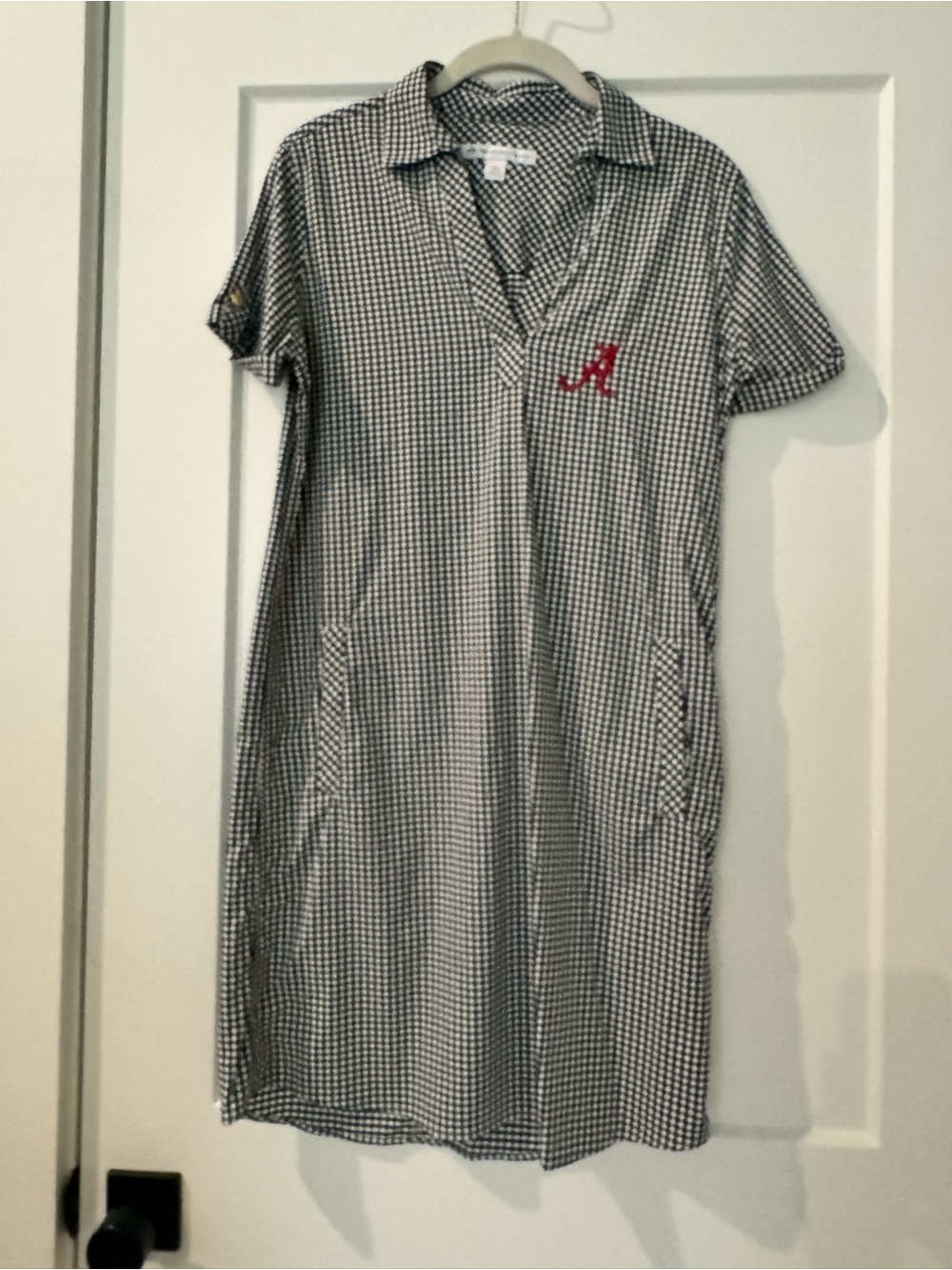 University of Alabama Southern Tide Kamryn Black White Gingham Polo Dress xs